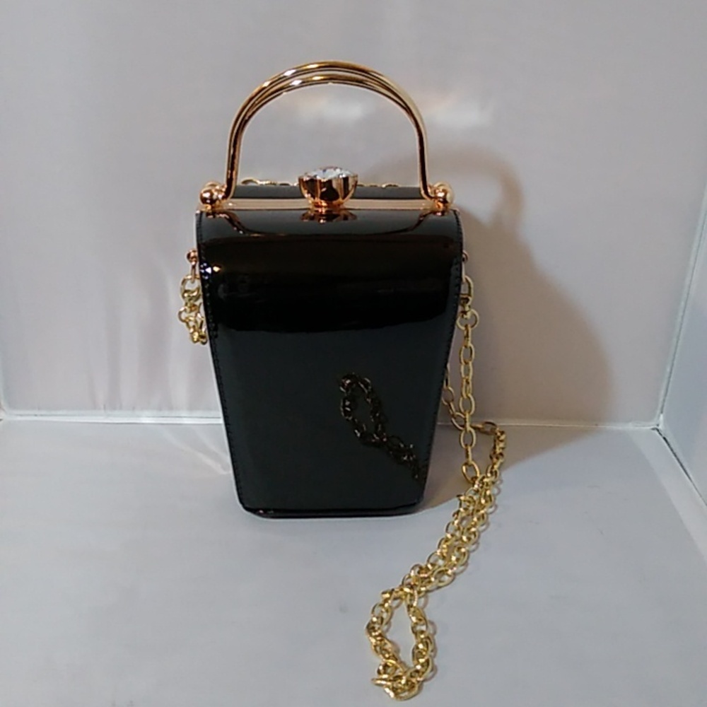 Unusual structured patent leather purse